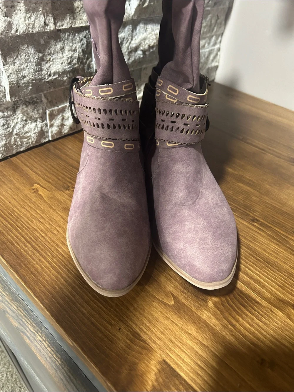 Women's Lavender faux suede Mid-Calf Western Boots NEW size 8 (39)